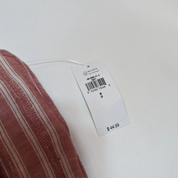 NWT Old Navy Boho Striped Salmon Pink Linen Cotton Blend Shorts Romper Small - Picture 7 of 9